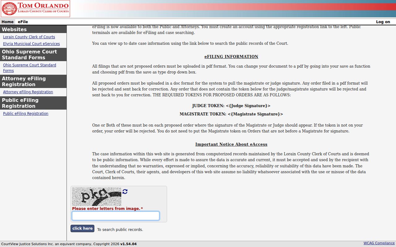 North Ridgeville residents directory Common Pleas eServices docket route