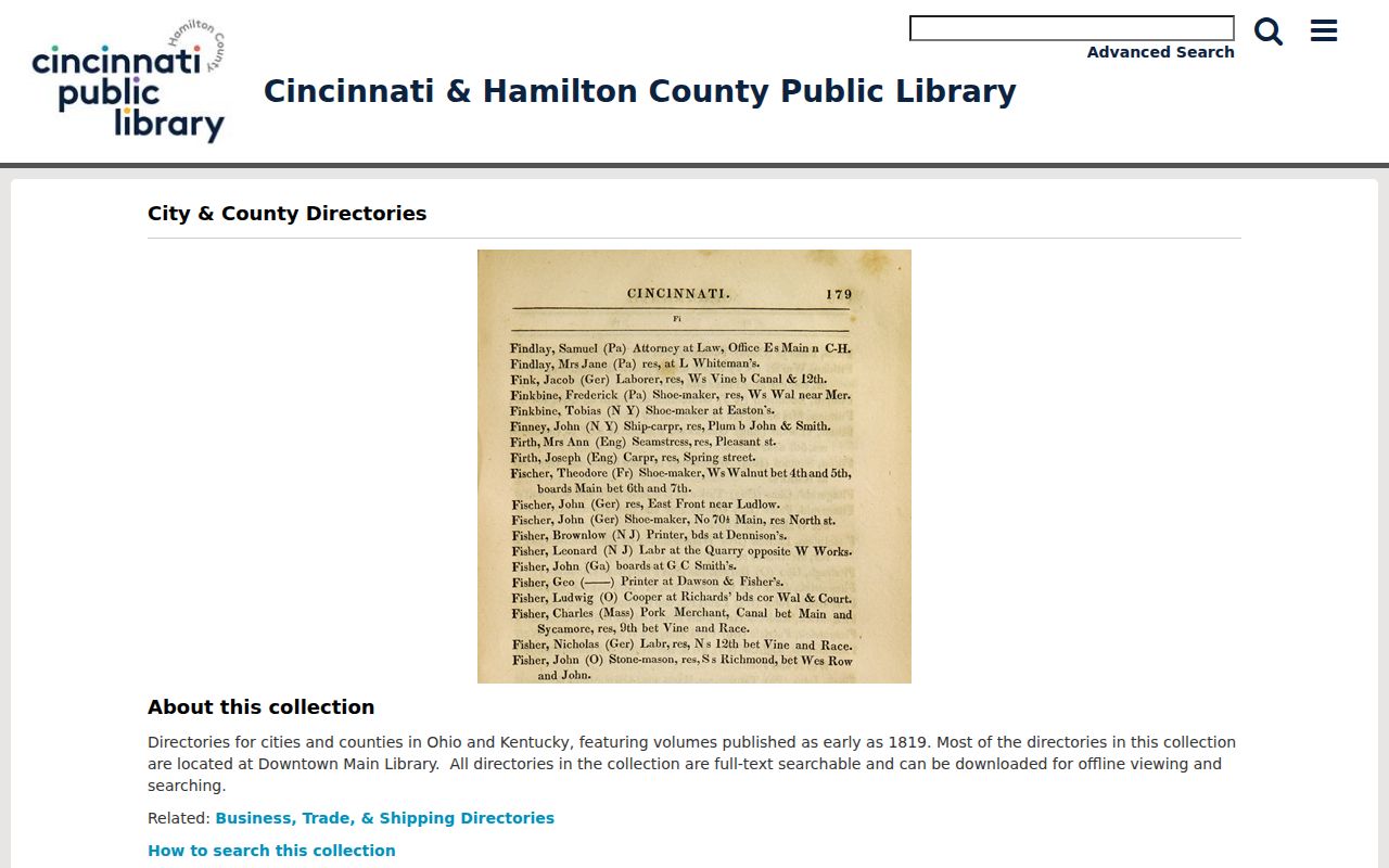 North Ridgeville city directory companion research in a digitized local collection